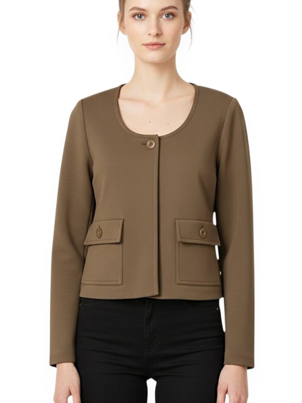 St. John Brown Beige Truffle Milano Knit Classic Blazer Jacket $895 NWT New 10